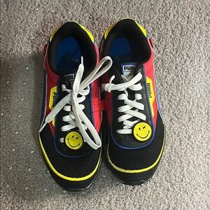 Puma Kids' Black, Red, and Yellow Sneakers